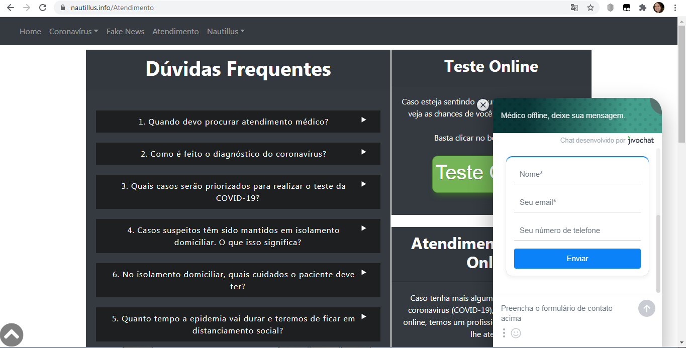 Imagem representando o atendimento online do aplicativo