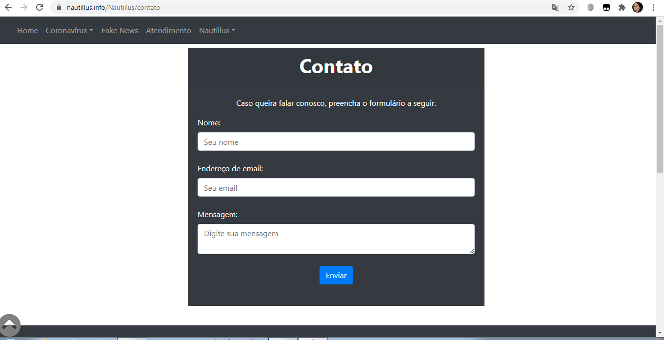 Imagem representando um formulário de contato com a equipe da Nautillus
