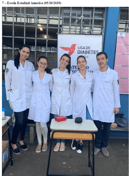 Imagem representando grupo de alunos na liga de diabetes na escola estadual américa