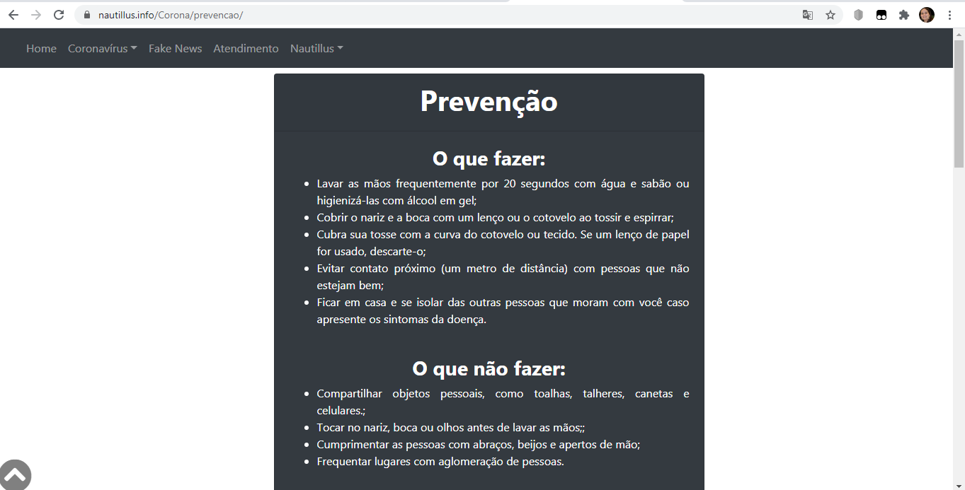 Imagem representando a prevenção do Coronavírus