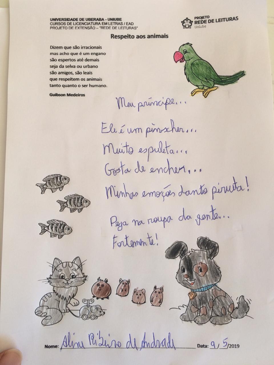 Imagem com texto de respeito aos animais