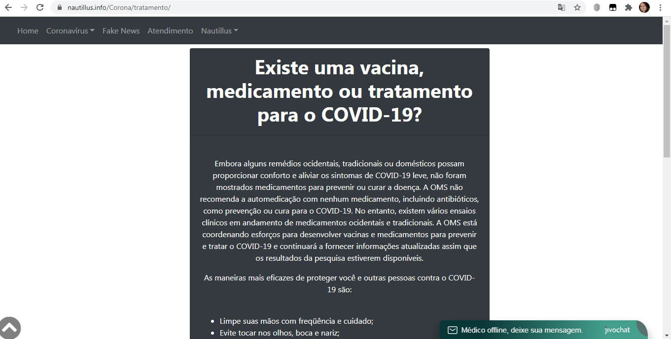 Imagem representando o tratamento do Coronavírus